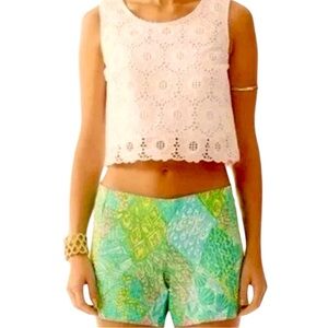 Lilly Pulitzer Deenie Sundance Shorts Green Low rise button zip SZ 000